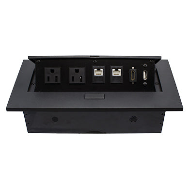 Caja de Mesa - RJ45 Cat 6, HDMI, USB V2.0, Nema 5-15R, Negro, BROBOTIX 170906 Caja de Mesa - RJ45 Cat 6, HDMI, USB V2.0, Nema 5-15R, Negro, BROBOTIX 170906